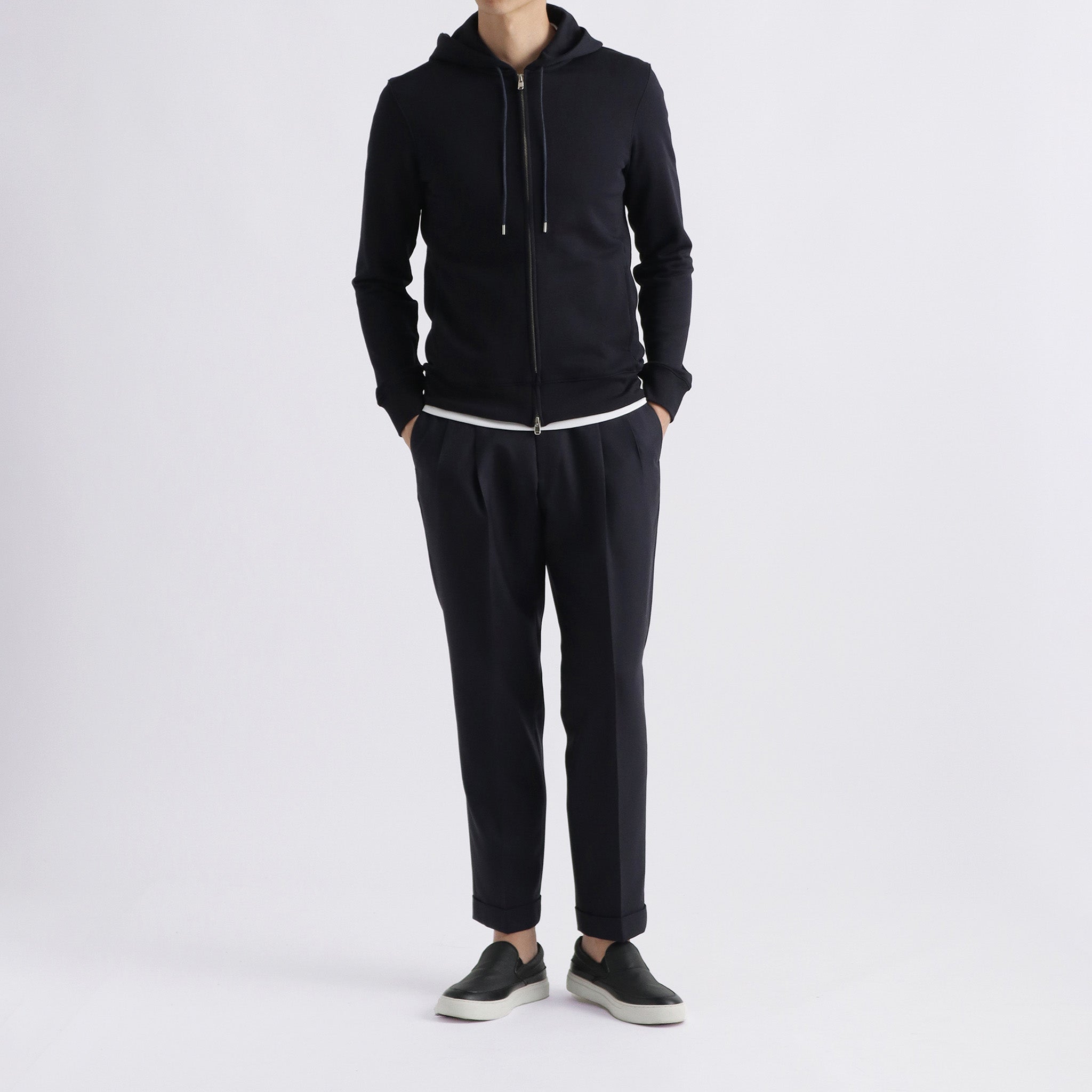スビンプラチナム 裏毛ジップアップフーディー ネイビー | ＋CLOTHET