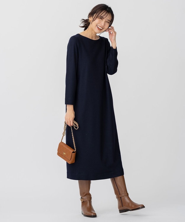 CLASSY.1月号掲載】ウール圧縮スムース サック ワンピース / 23区