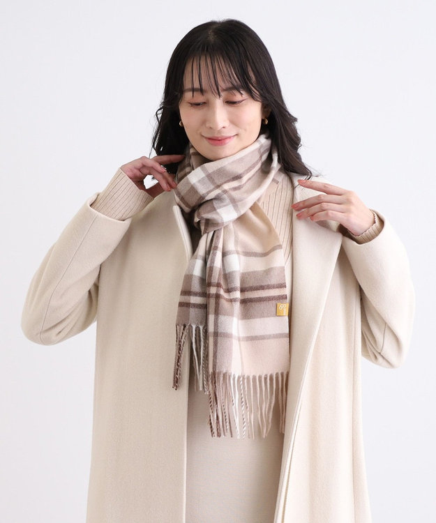 WEB限定【洗える】ミエル (miel) カシミヤ100％ チェックマフラー