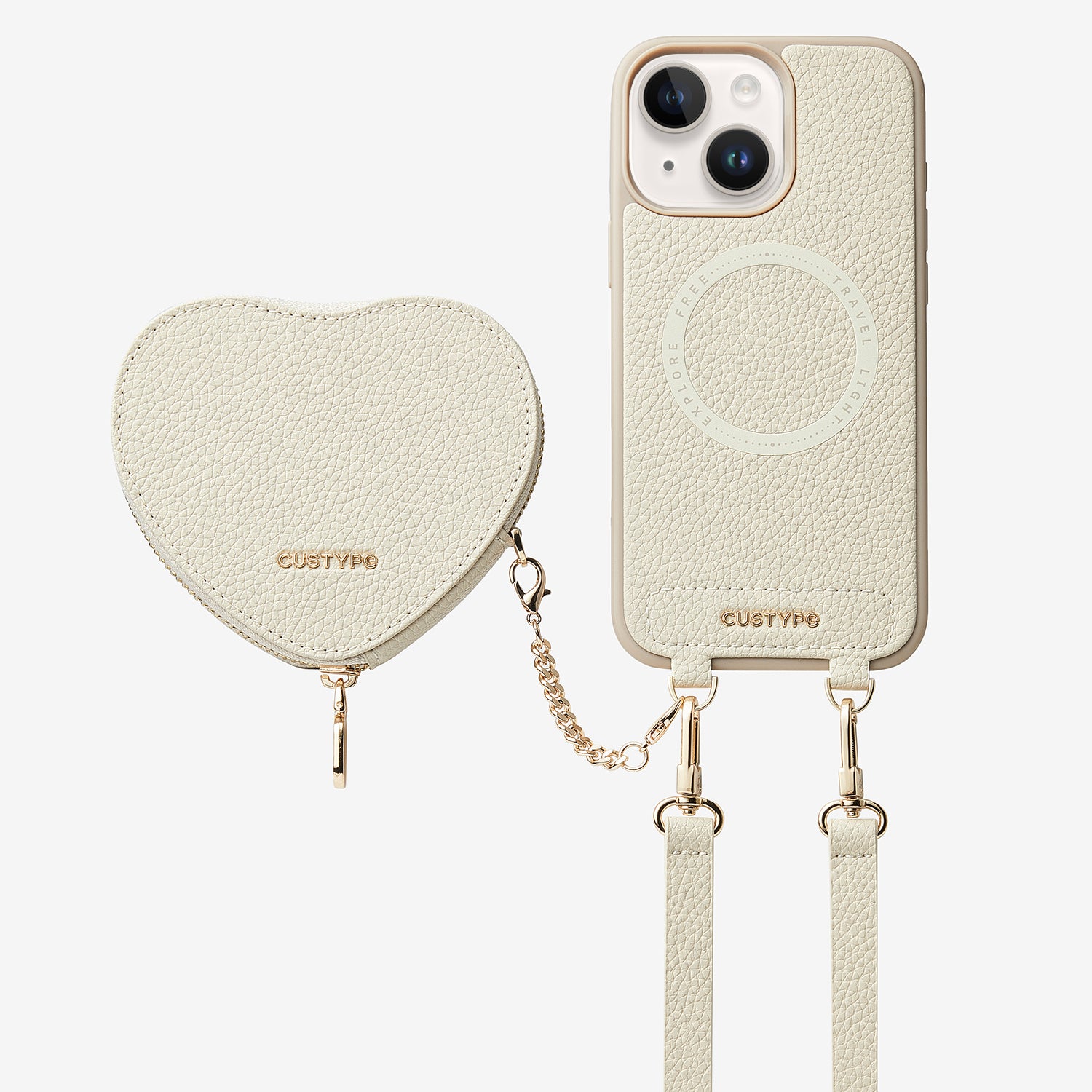 Custype iPhone 15 Cases with Strap and Card Holder, Leather