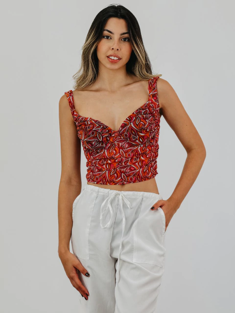Cropped Corset Drapeado Tule