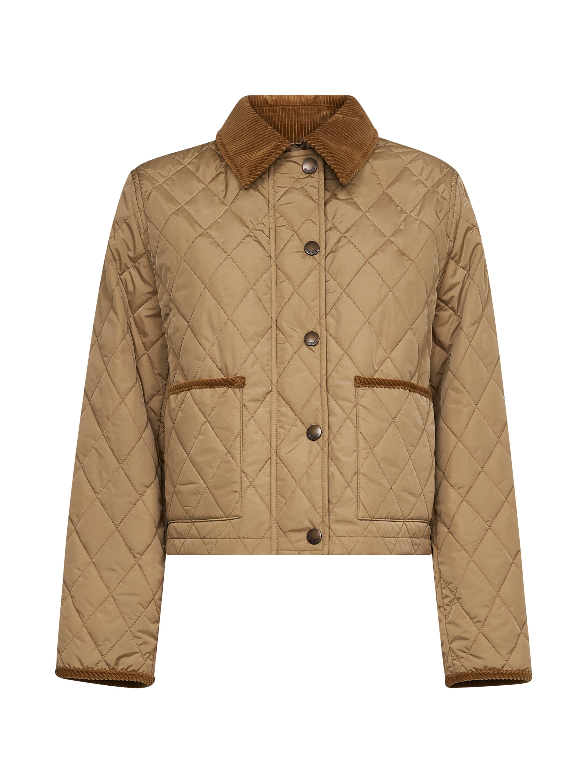 Beige quilted nylon cropped jacket – Daniello.com