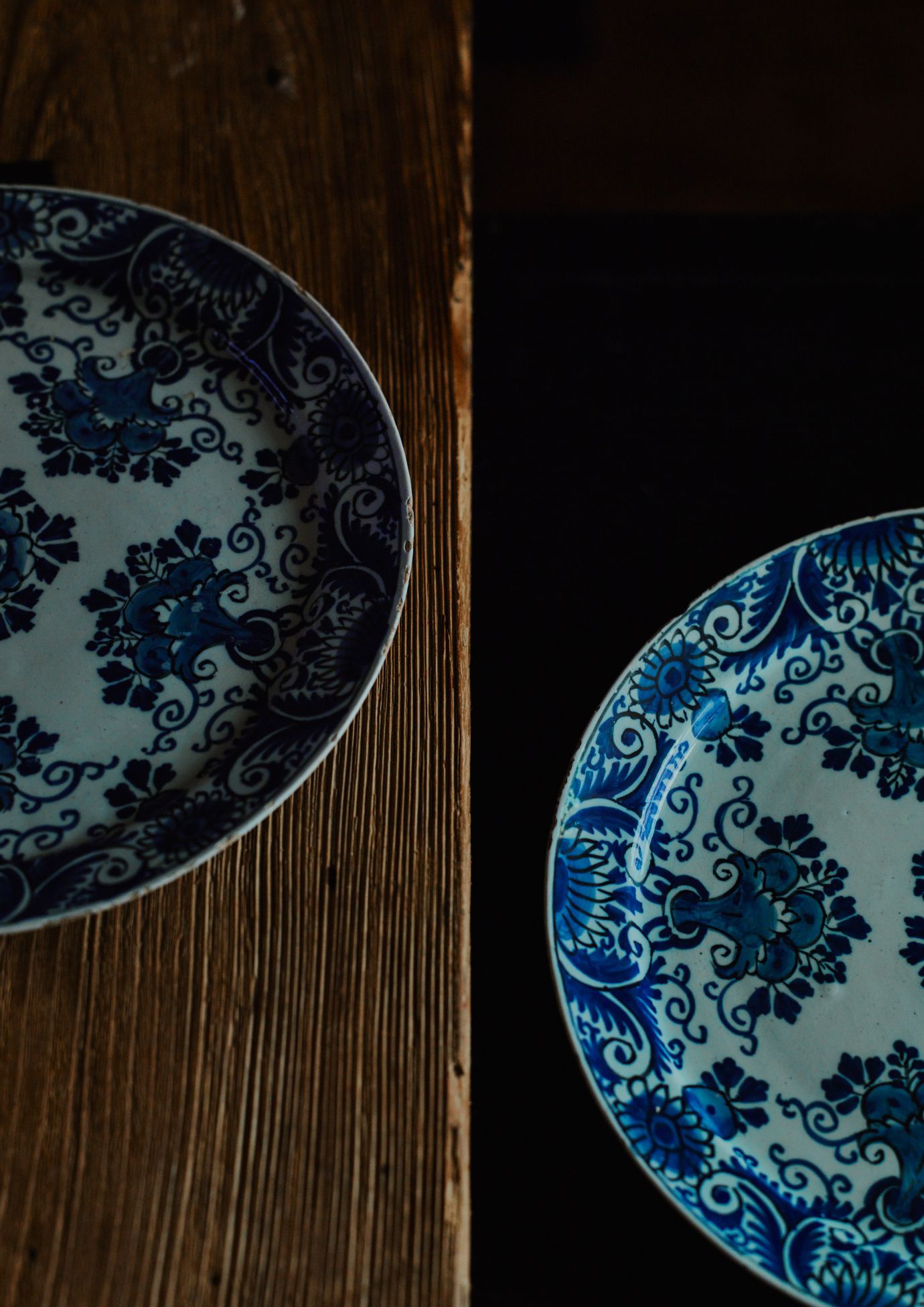 デルフト藍絵 花文 パンケーキ用平皿 Delft Blue and White Pancake