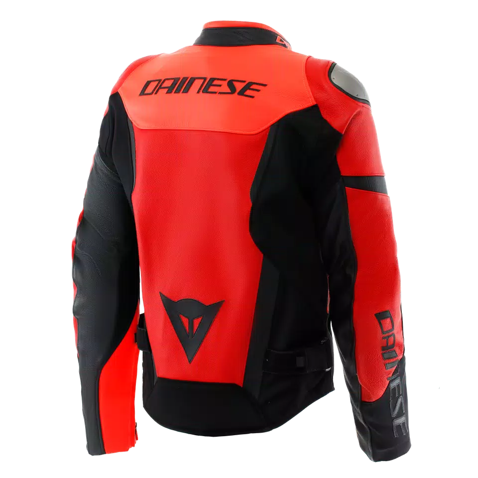 IPERATTIVA - MEN LEATHER-TEXTILE MOTORCYCLE JACKET | RED-FLUO