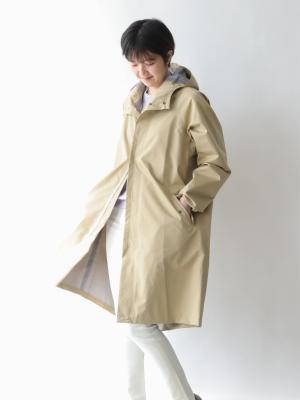超高密度ナイロンのウォータープルーフコート/ベージュ | Factelier