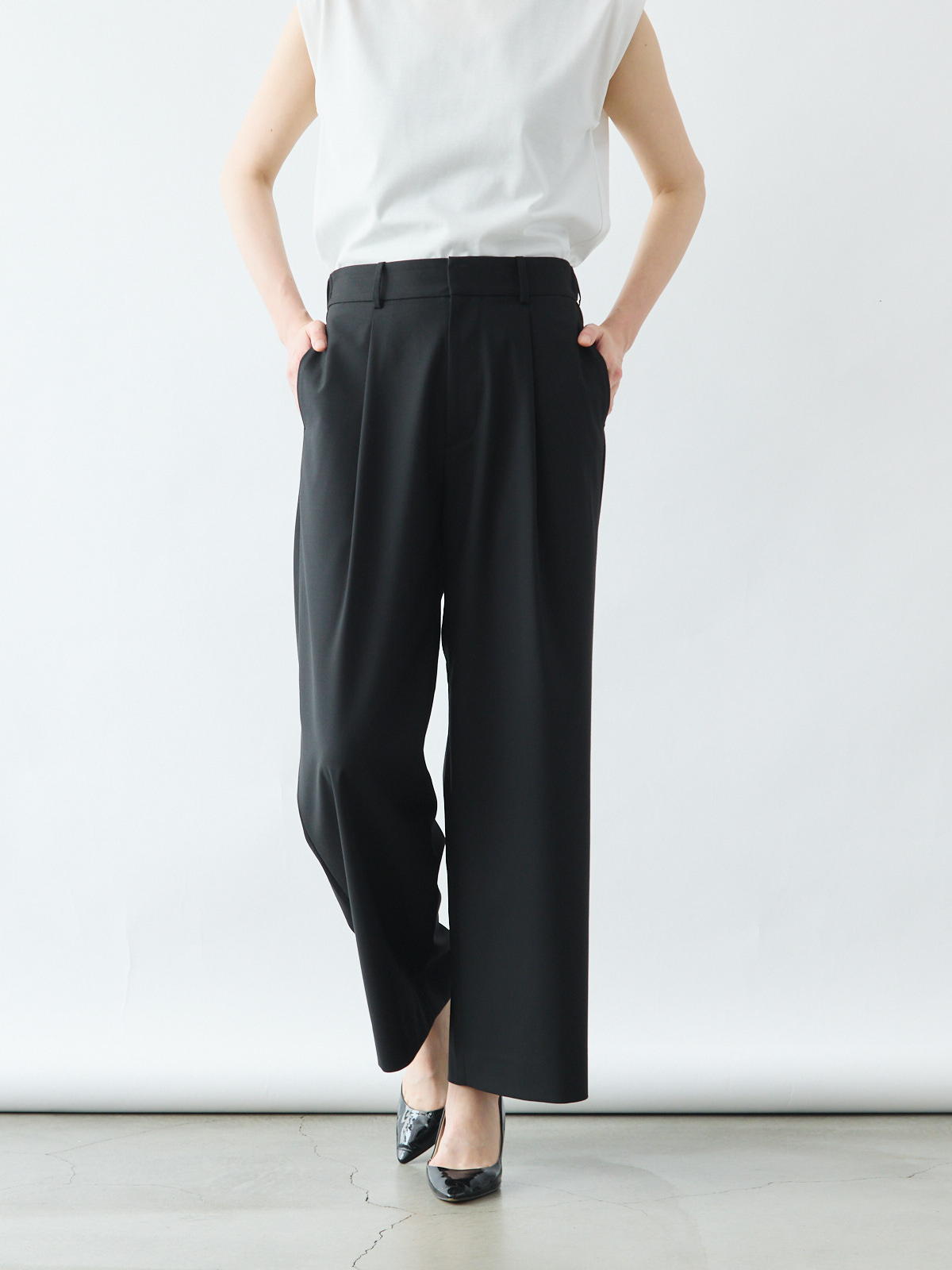 上質イージースラックス/ブラック | Factelier (ファクトリエ)