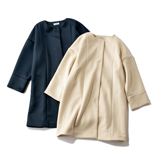 ALEGRE]ストレッチポンチノーカラーコート | KOBUNSHA SELECT SHOP