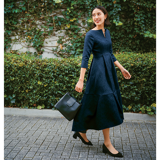 L'AUBE BLANC]キーネックジャガードドレス | KOBUNSHA SELECT SHOP