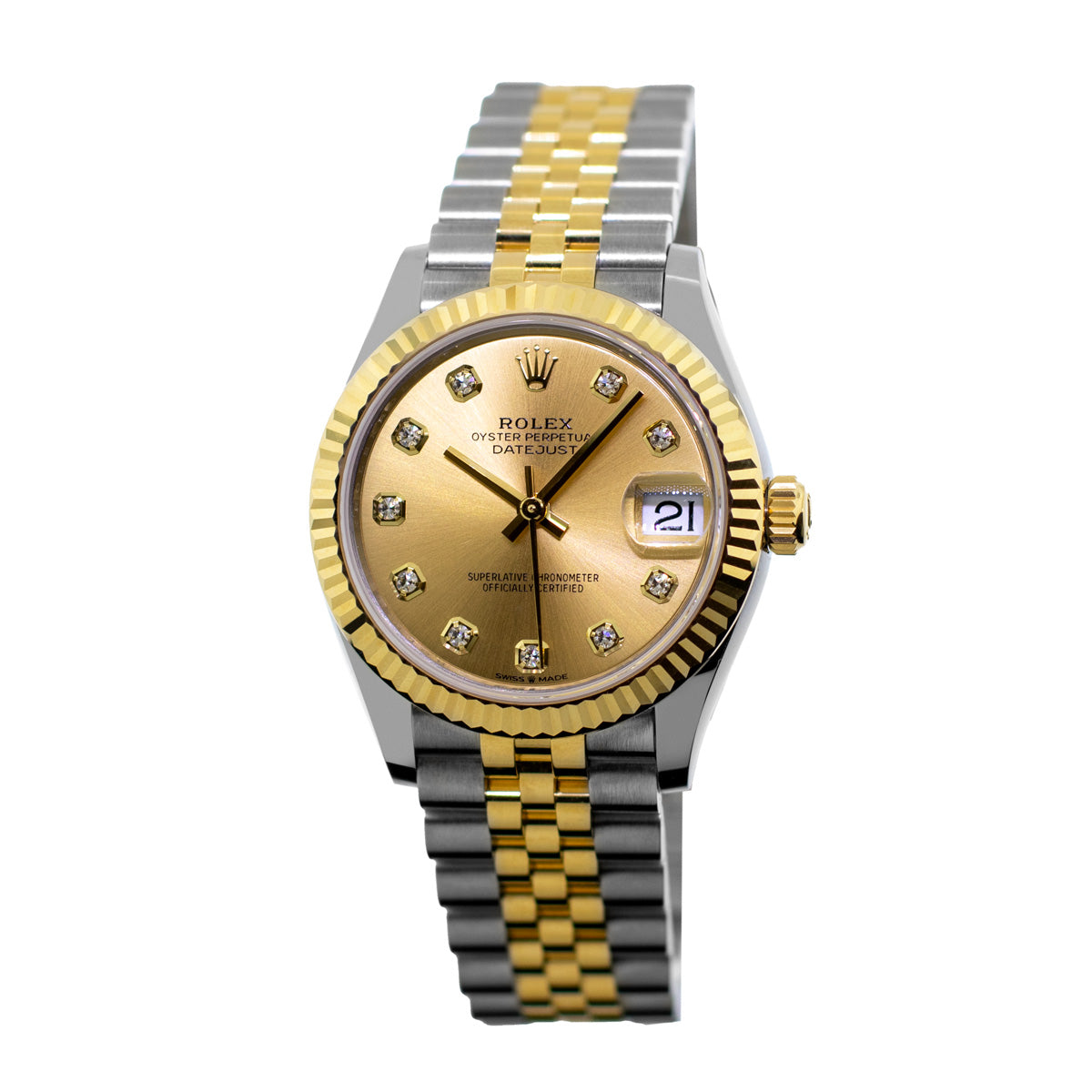 Rolex Lady-Datejust Champagne Diamond Dial & Fluted Bezel 278273