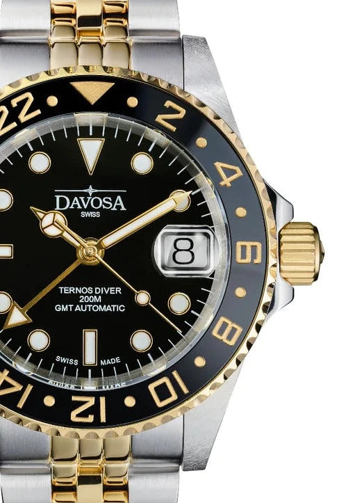 Ternos Ceramic Automatic GMT Black Gold Diving Watch 16159105
