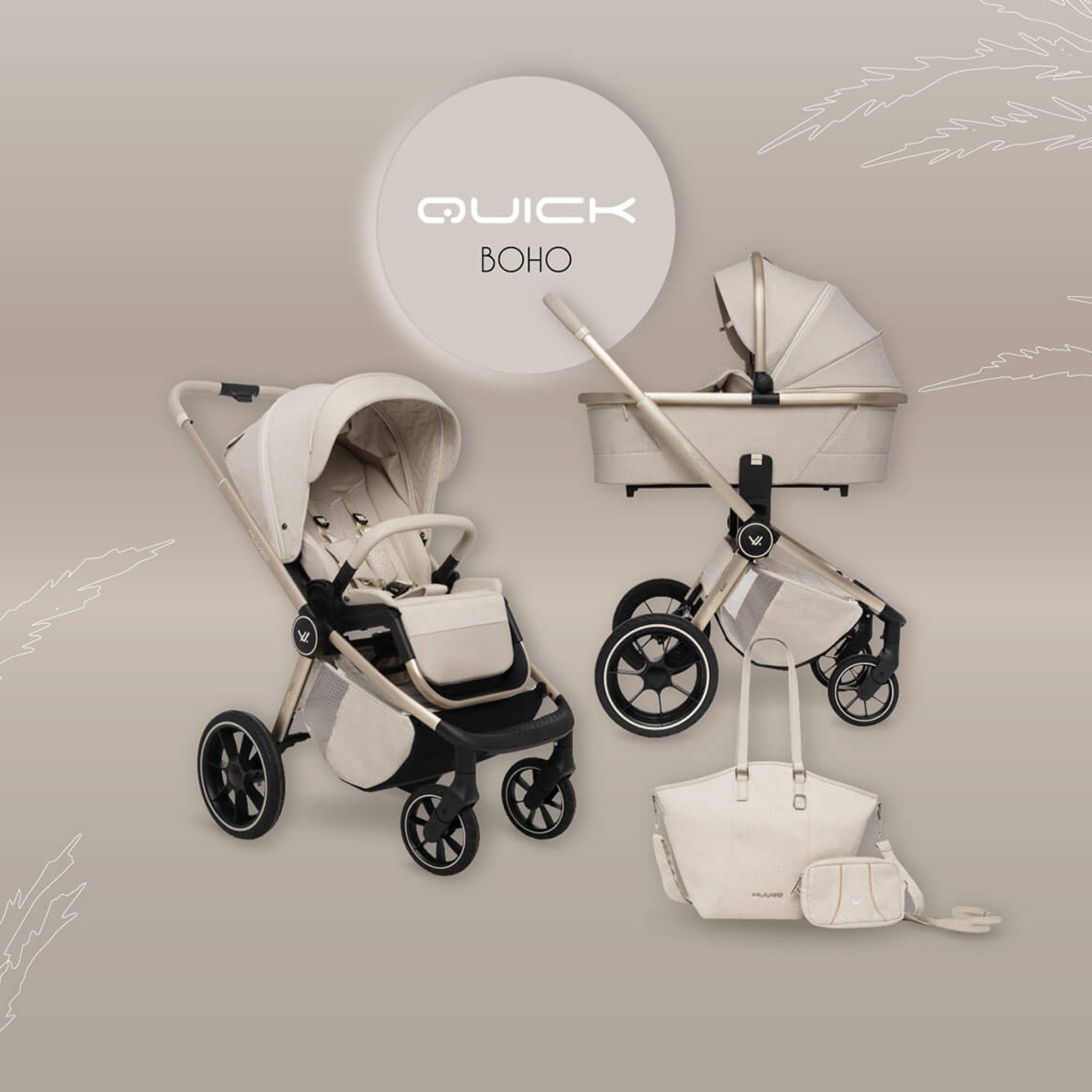 Muuvo Quick Boho - дитяча коляска 2в1 • Beige купити в інтернет