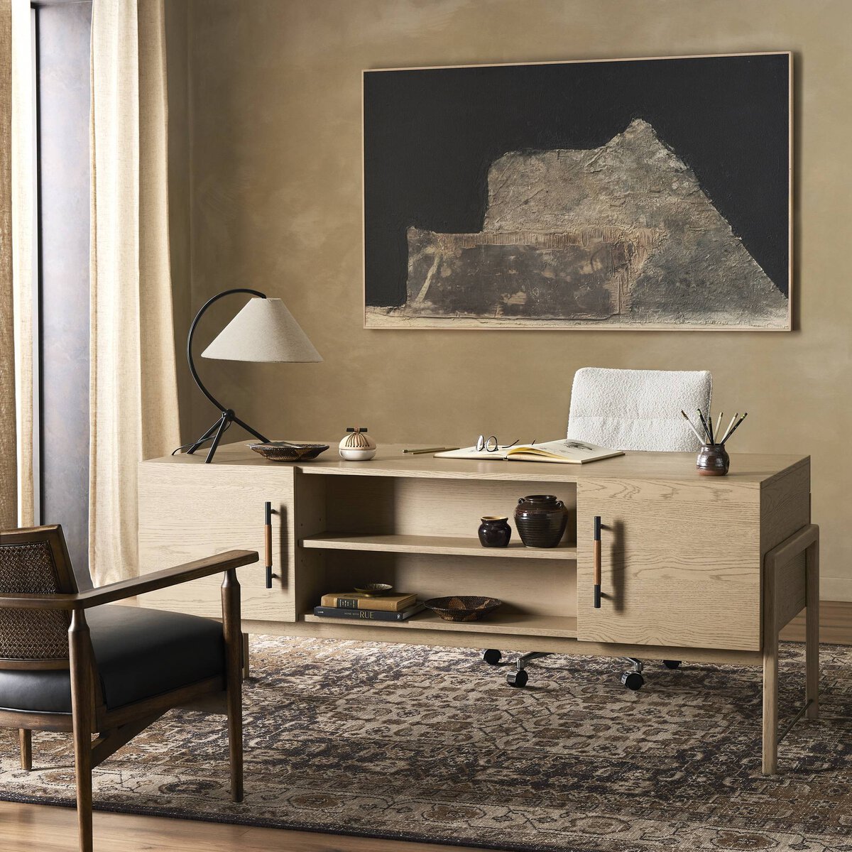 Rosedale Executive Desk Yucca Oak Veneer Four Hands