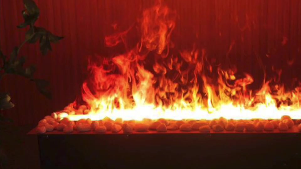 炎にタッチ！？ 水蒸気に映像を投影した3D水蒸気LED暖炉 | LED