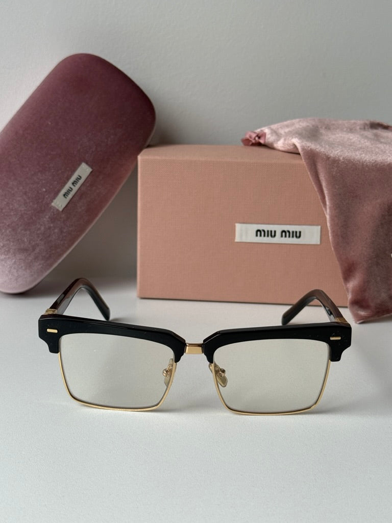 Miu Miu MU10ZS Black Bluelight Clubmaster Sunglasses – Designer