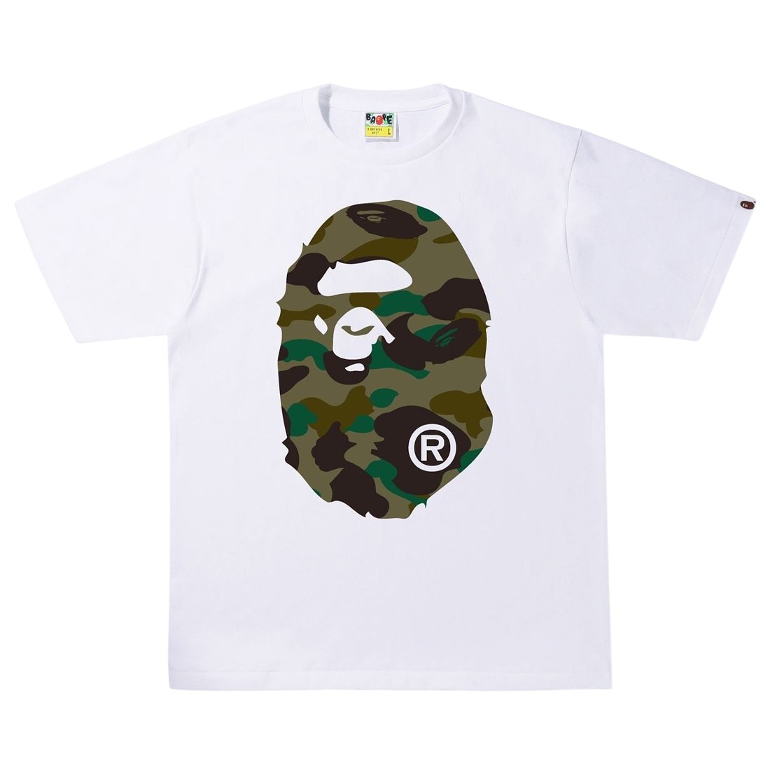 A Bathing Ape Men 1st Camo Big Ape Head Tee white green
