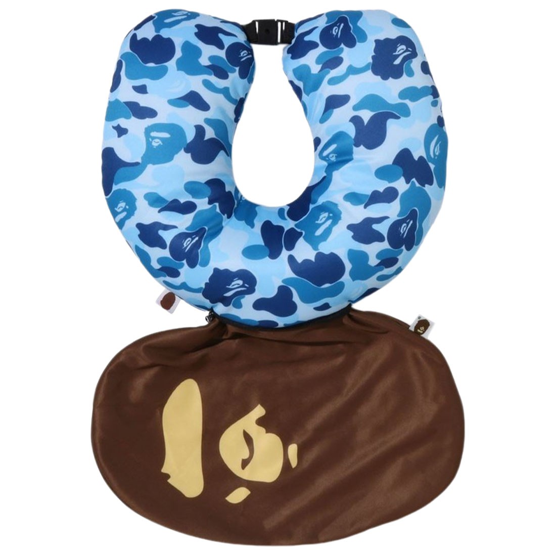 A Bathing Ape ABC Camo 2Way Ape Head Neck Pillow blue