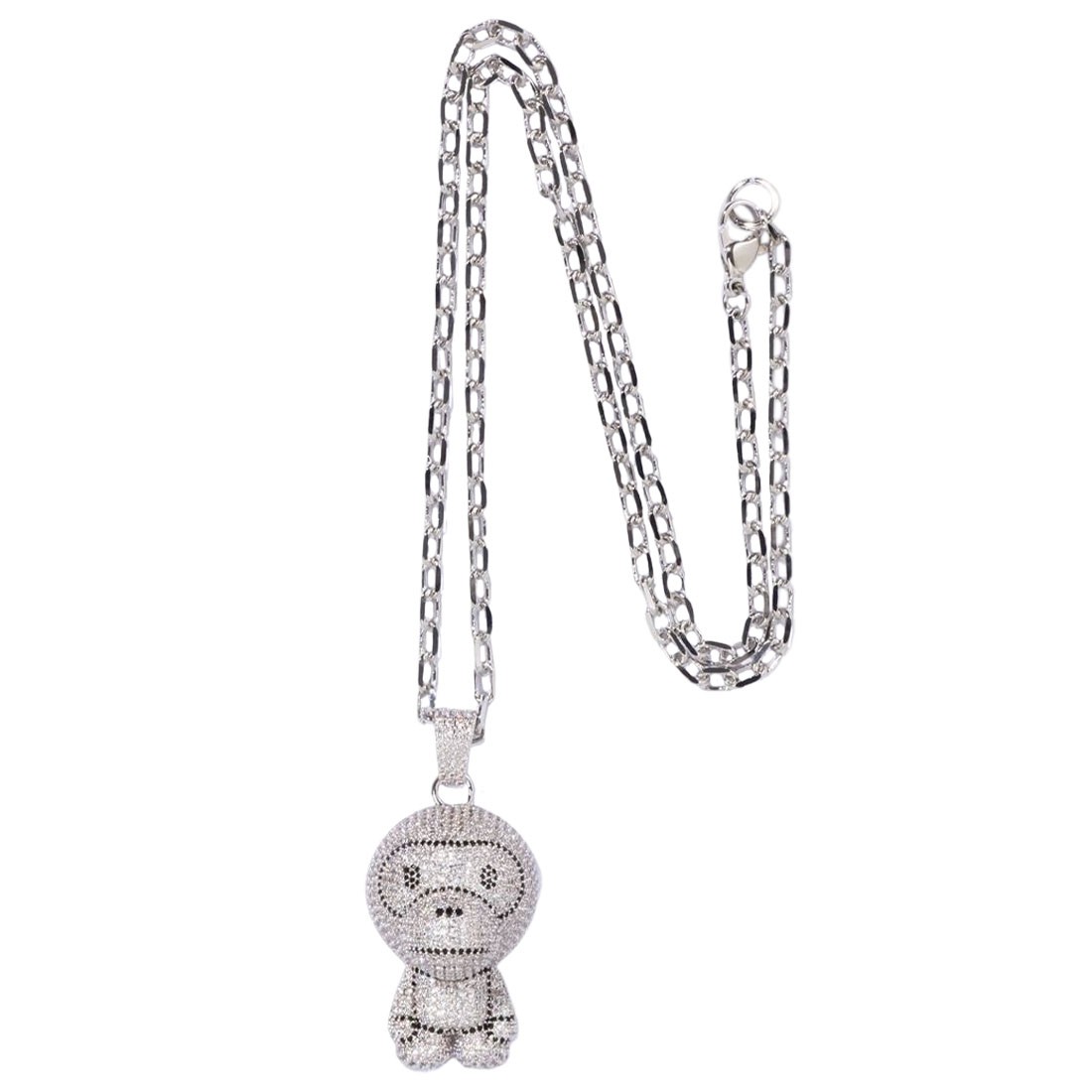 A Bathing Ape Milo Crystal Stone Necklace silver