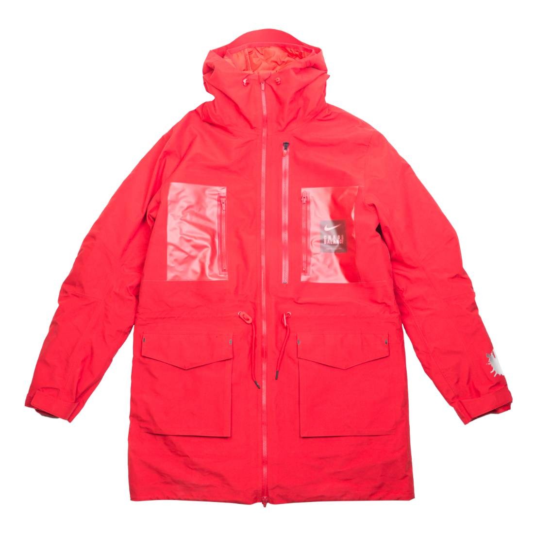 nike men m nrg tc parka fish tail 3l hooded jacket sport red white