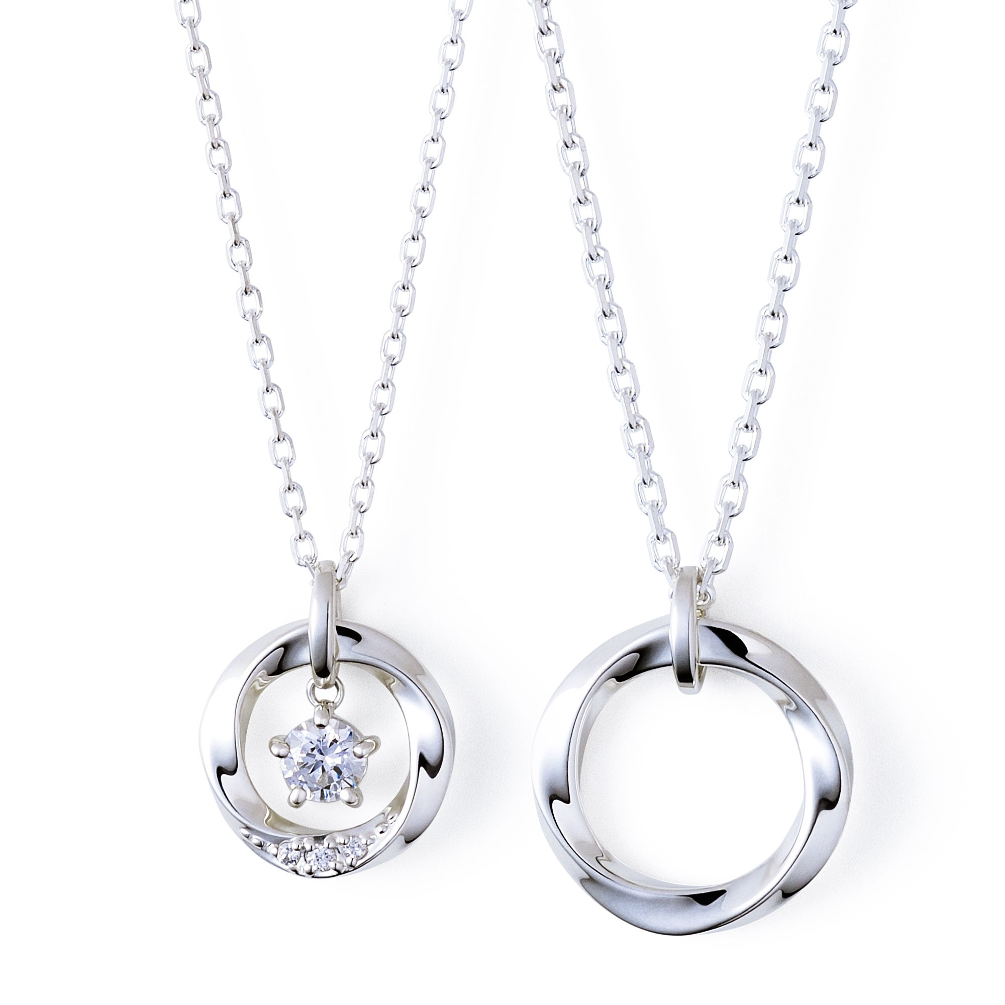 Web限定】シルバー ペア ネックレス SPD1428CZ-1429｜THE KISS（ザ