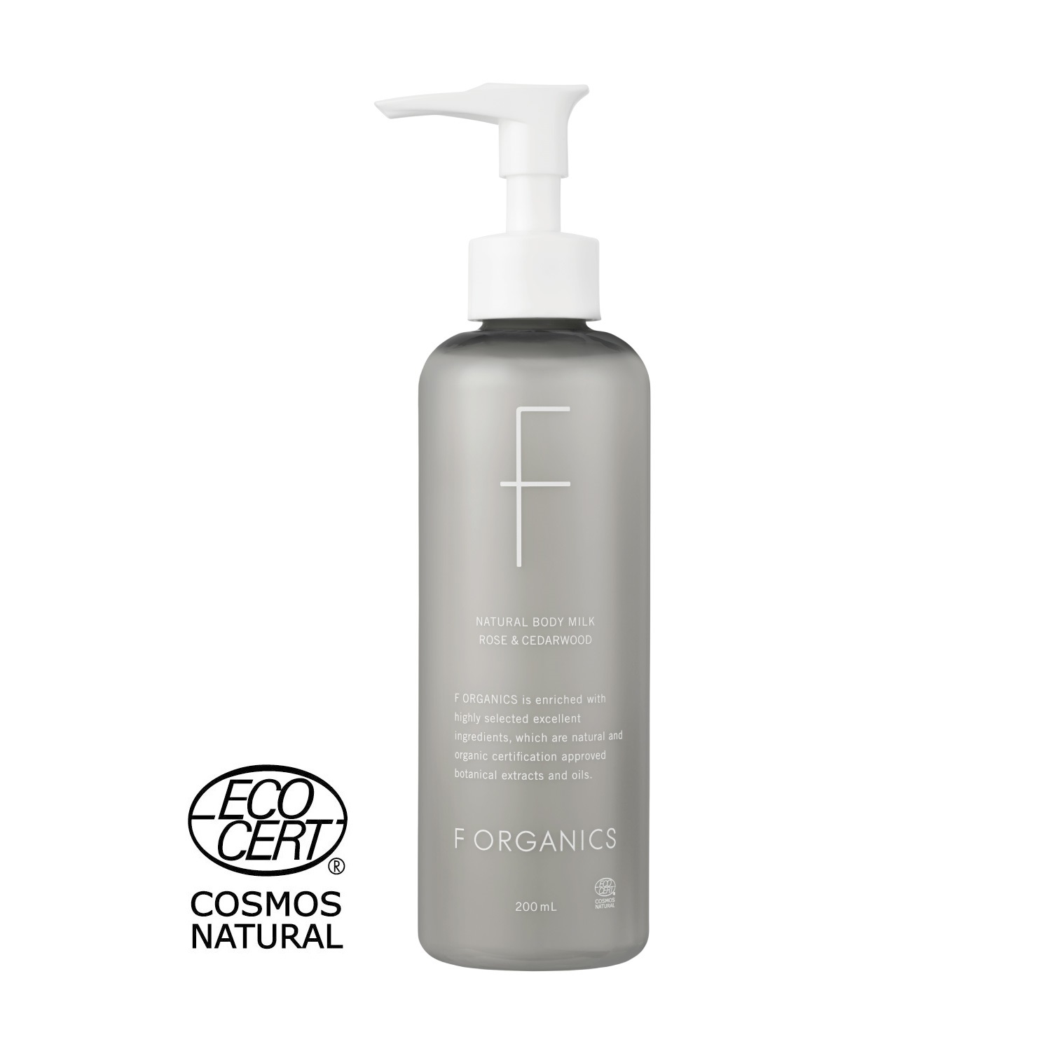 F ORGANICS】ナチュラルボディミルク N200ml ローズ＆シダーウッド ｜F