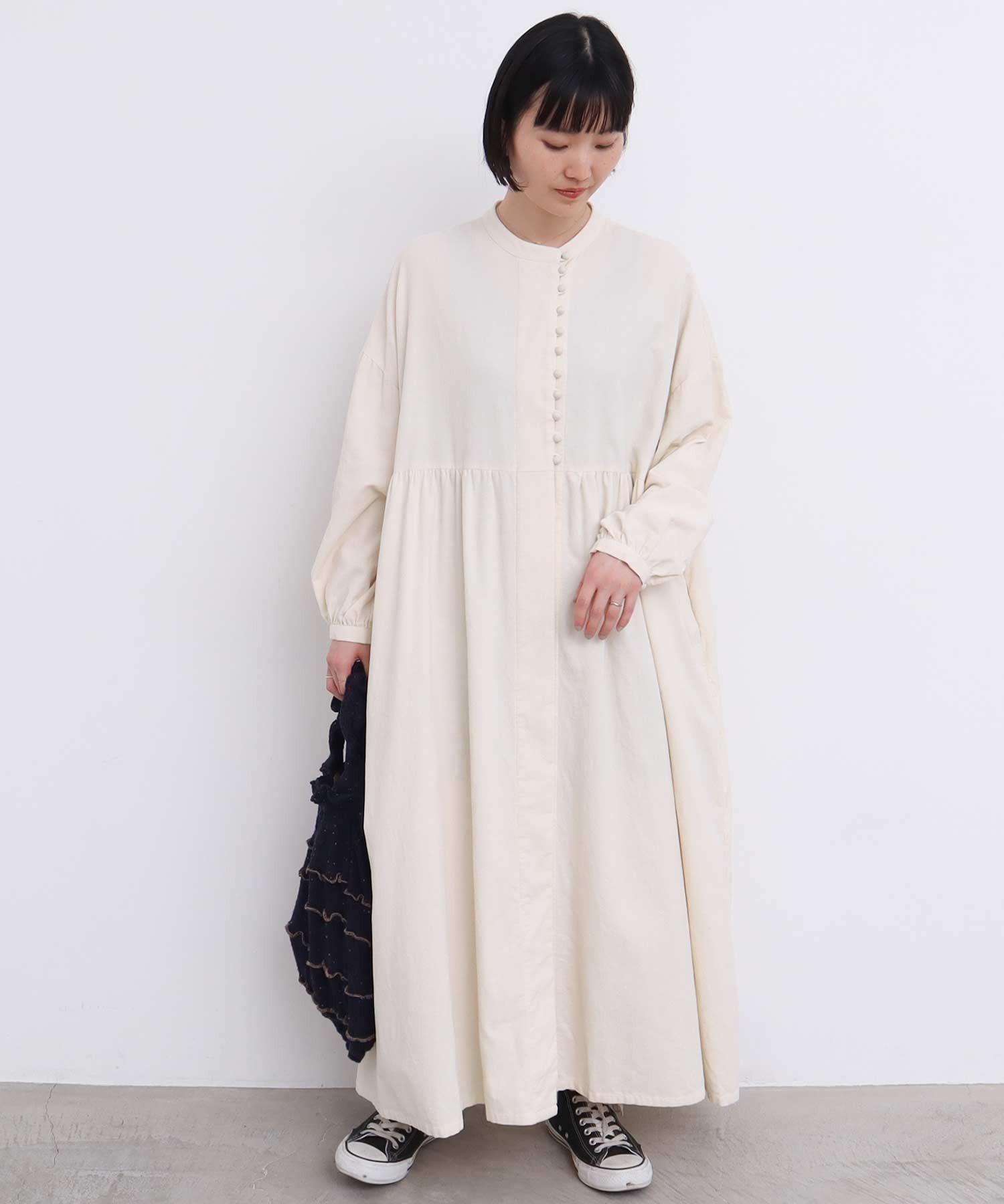 AMBIDEX Store 〇シャツコール ころころボタンワンピース(F グリーン
