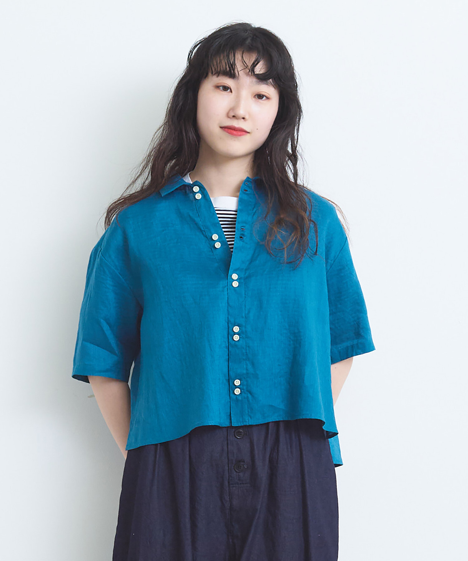 AMBIDEX Store △○60sフレンチリネン ボーイ シャツ(F クロ): bulle