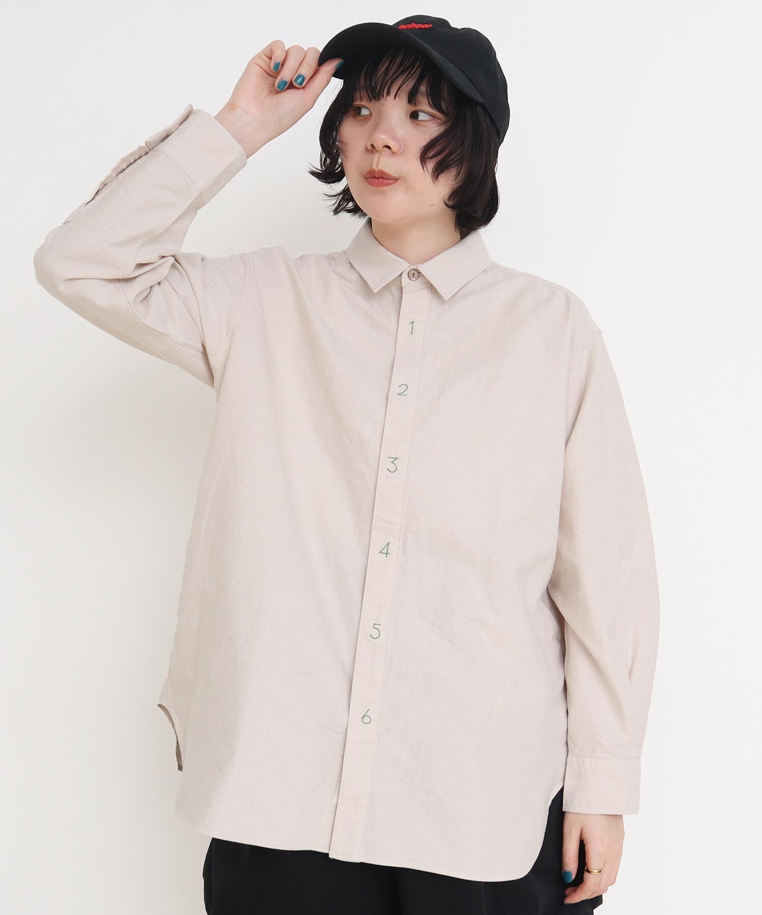 AMBIDEX Store ○40/1 オックス 数字刺繍 長袖シャツ(F サックス): l