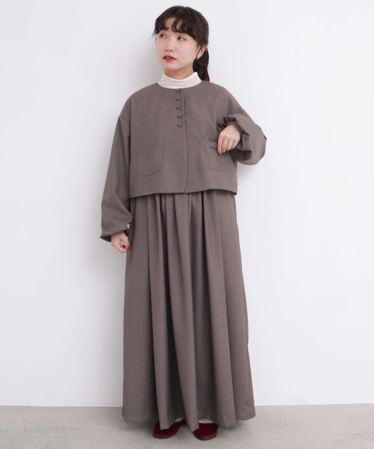 AMBIDEX Store ○ちびころボタン まるいお袖ジャケット(F グレー): l