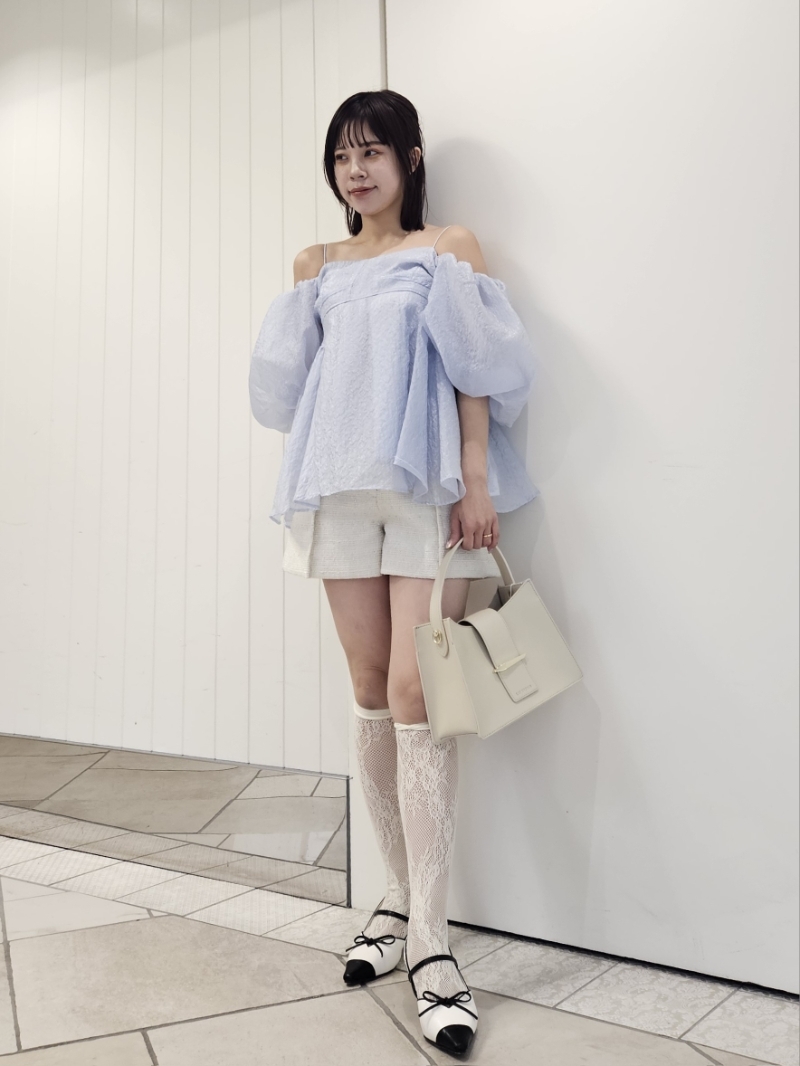 WEB限定カラー】3wayシアージャガードペプラムブラウス(ビスチェ