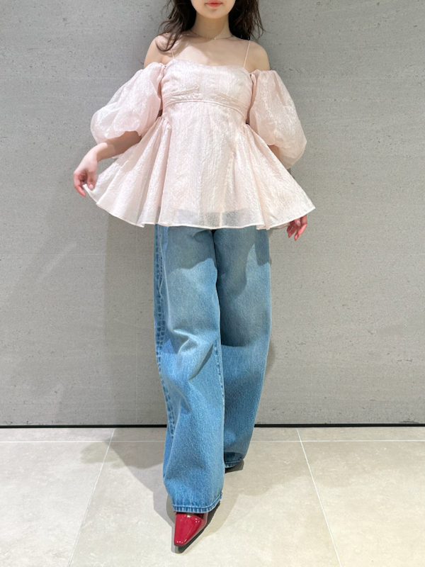 WEB限定カラー】3wayシアージャガードペプラムブラウス(ビスチェ