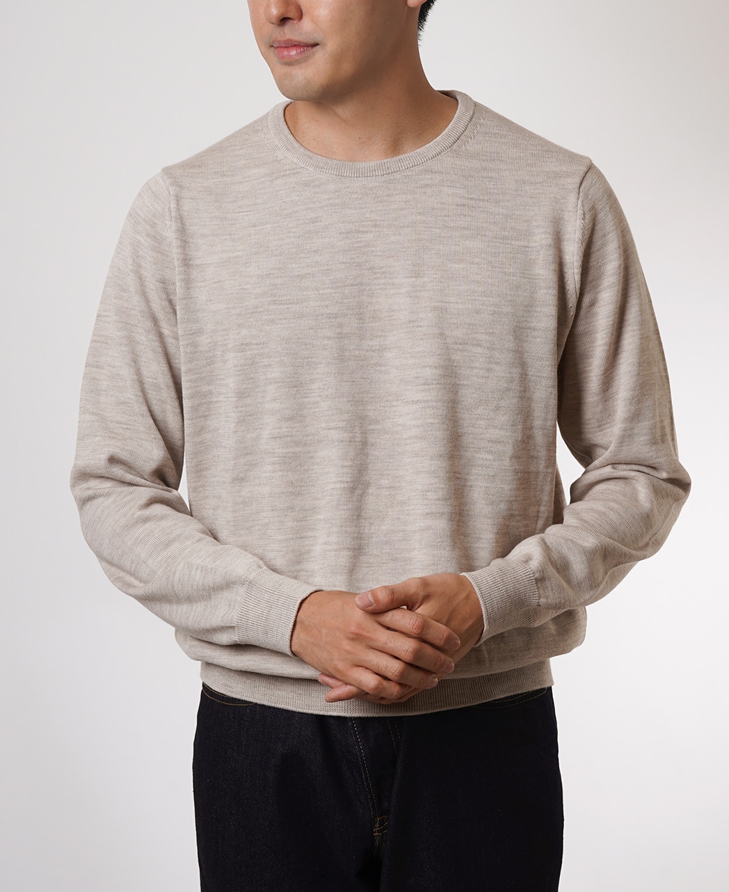 クルーネックセーター（12ゲージ）(48 ベージュ系): メンズ