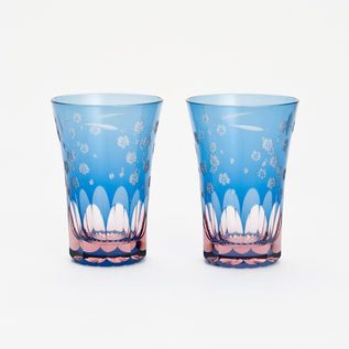 EDO KIRIKO GLASS CHERRY BLOSSOM PATTERN TUMBLER／Saihou / Shop
