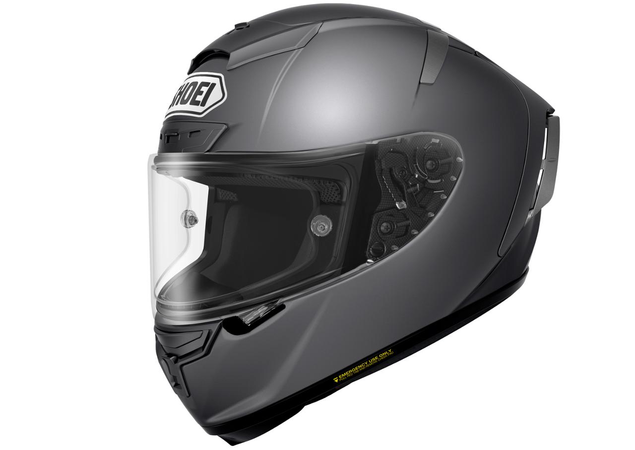 SHOEIのフルフェイス・ヘルメット「X-Fourteen」にブルーとグレーの