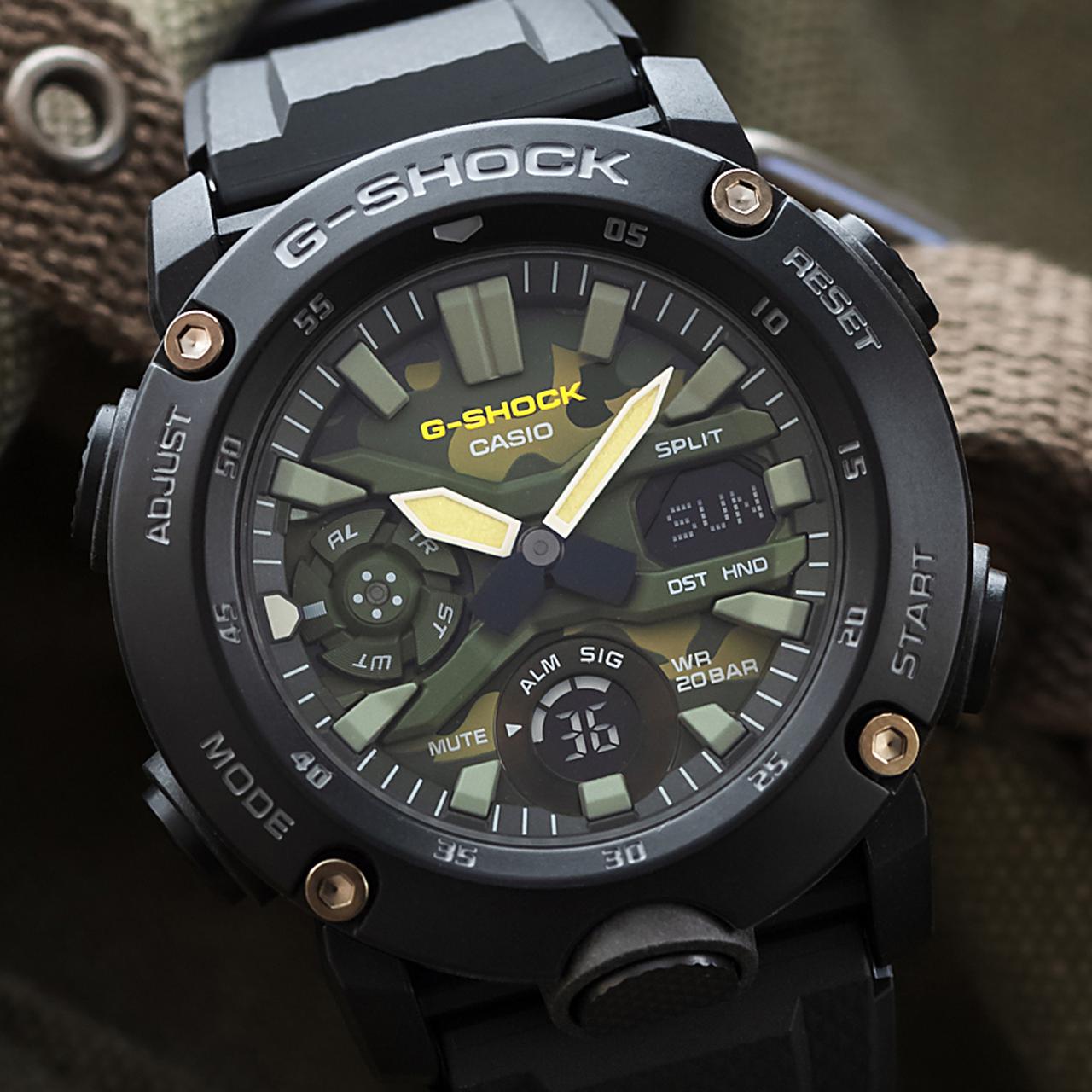 カーボンコアガード構造を採用したG-SHOCK「GA-2000」シリーズに、迷彩