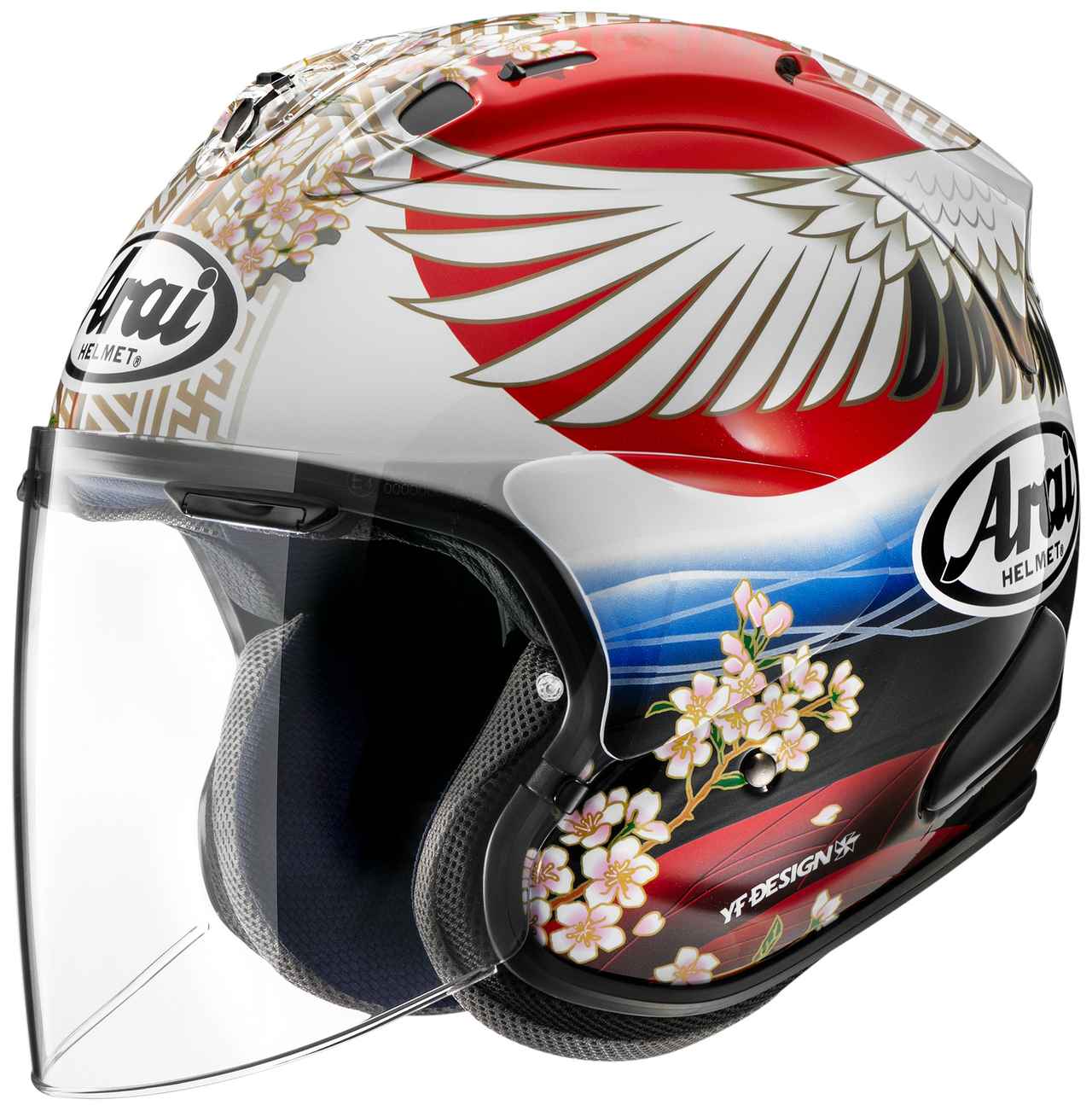 桜と丹頂鶴が舞う“和”のオープンフェイス！ アライヘルメットが新