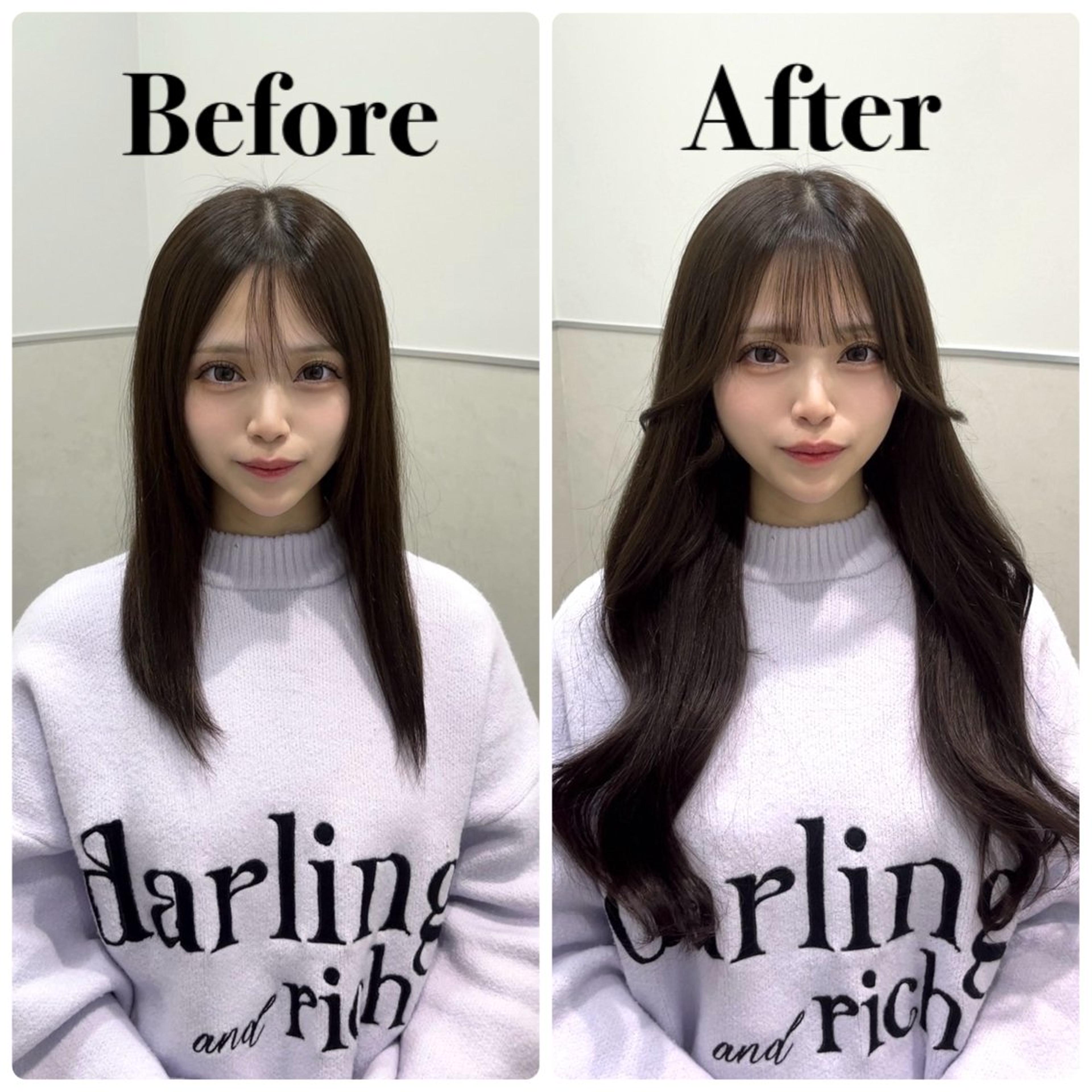 シールエクステbefore→after｜韓国ヘア/エクステ/ Mai(SALOWIN 渋谷