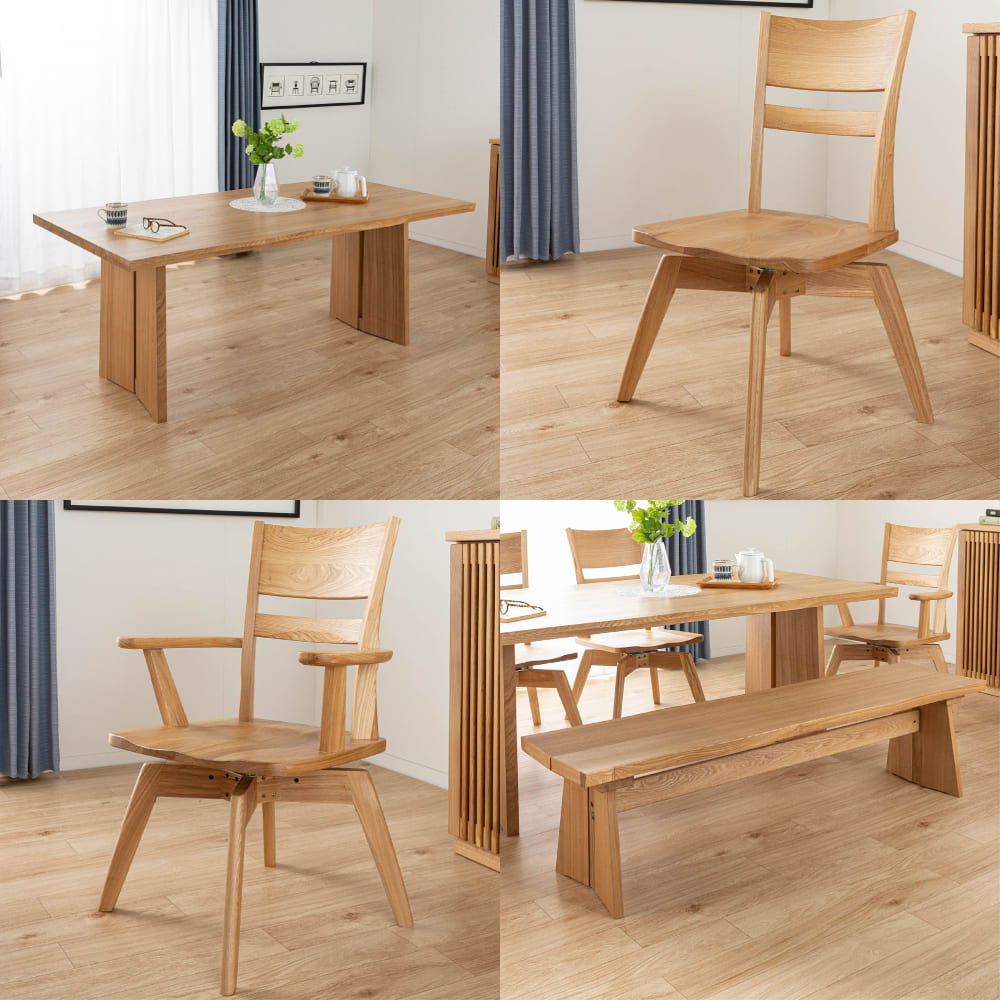 ダイニング6点セット バッシュ テーブル180＋チェア2脚＋アーム