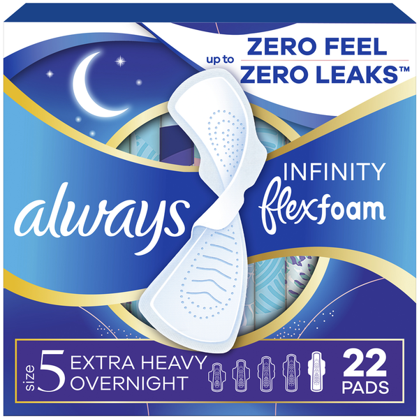 Always Infinity FlexFoam Pads for Women Size 5 Extra Heavy