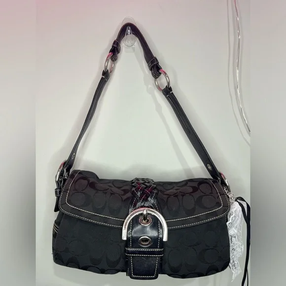 Coach | Bags | Vintage Y2k Coach Soho Flap Black Canvas Braided