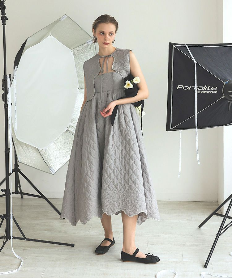 フラワーキルティングワンピース