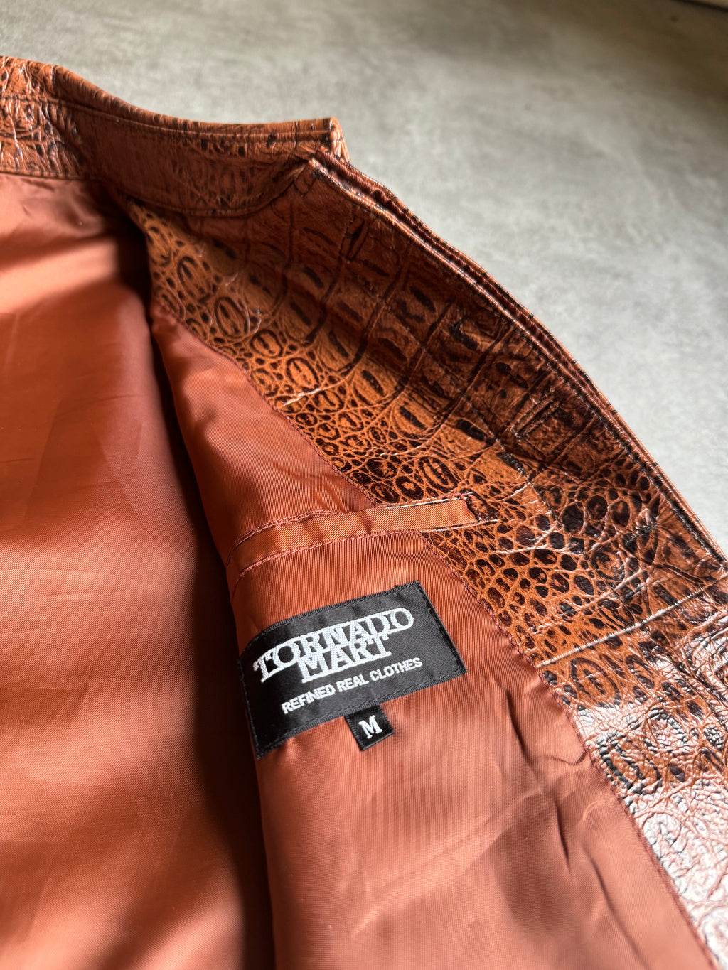 Tornado Mart Crocodile Effect Brown Leather Jacket (S) – Dolce