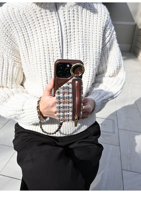 即納】【iPhone対応】 エジュー ajew tweed cadenas zipphone case