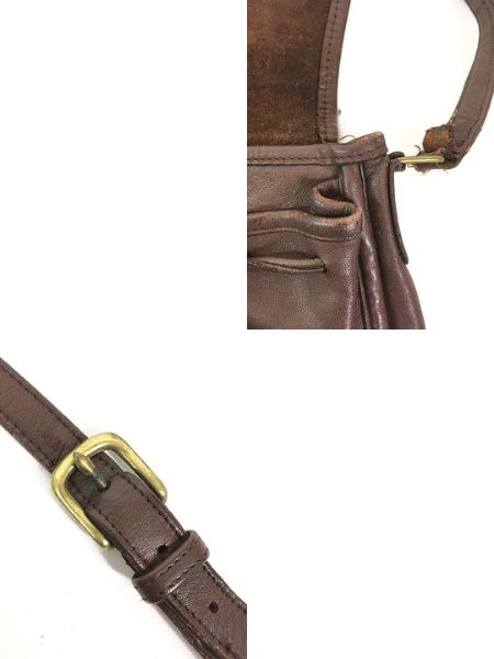 雑貨 古着 80s USA製 OLD COACH 本革 レザー フラップ 巾着風 内