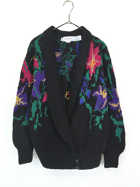 レディース 古着 90s J.Christopher ユリ 花 フラワー ショールカラー