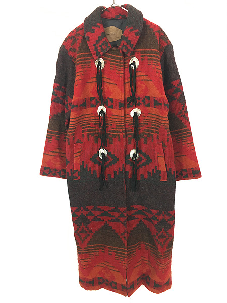 古着 80s USA製 WoolRich ネイティブ チマヨ 総柄 ウール ブランケット