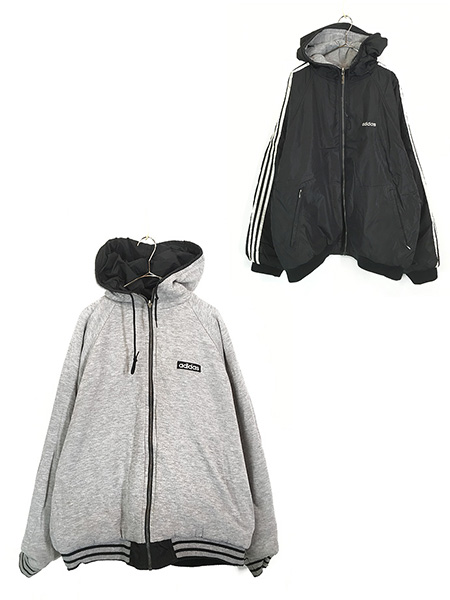 古着 90s adidas ナイロン × スウェット リバーシブル パデット
