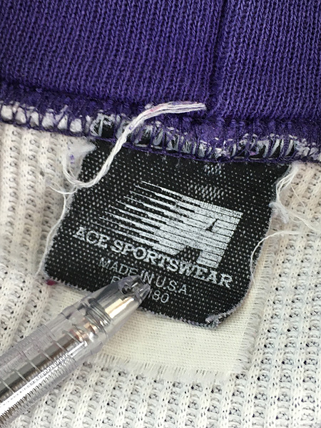 古着 80s USA製 Ace Sportswear 無地 ソリッド 裏サーマル スウェット