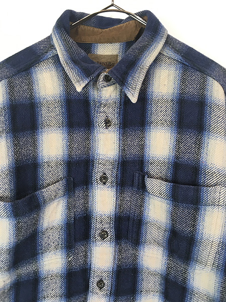 古着 00s St John's Bay ブルー オンブレ シャドー チェック ヘビー