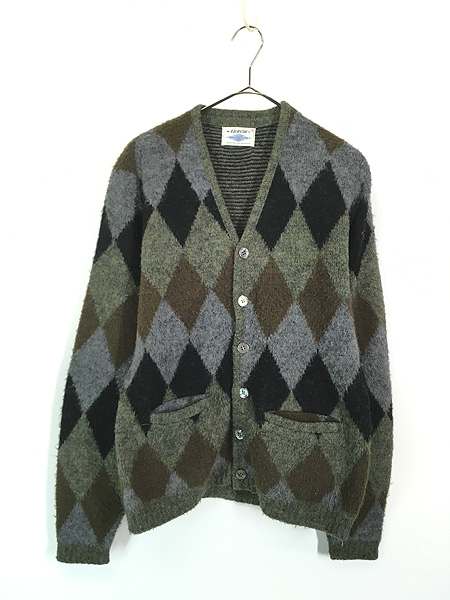 古着 60s ARROW ダイヤ パターン モヘア ルック シャギー アクリル