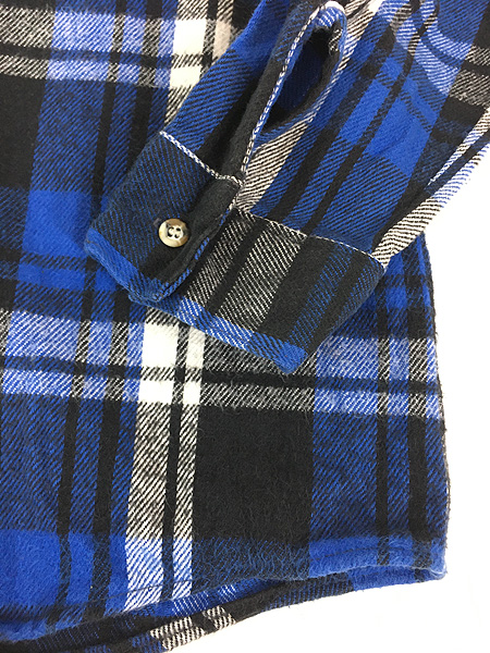神配色】90s FIVE BROTHER ネルシャツ 青・黒・白 チェック 古着 90s